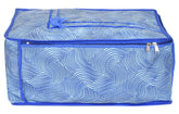Kuber Industries Metalic LaHariya Print 12 Piece Non Woven Fabric Saree Cover Set with Transparent Window, Extra Large (Blue)
